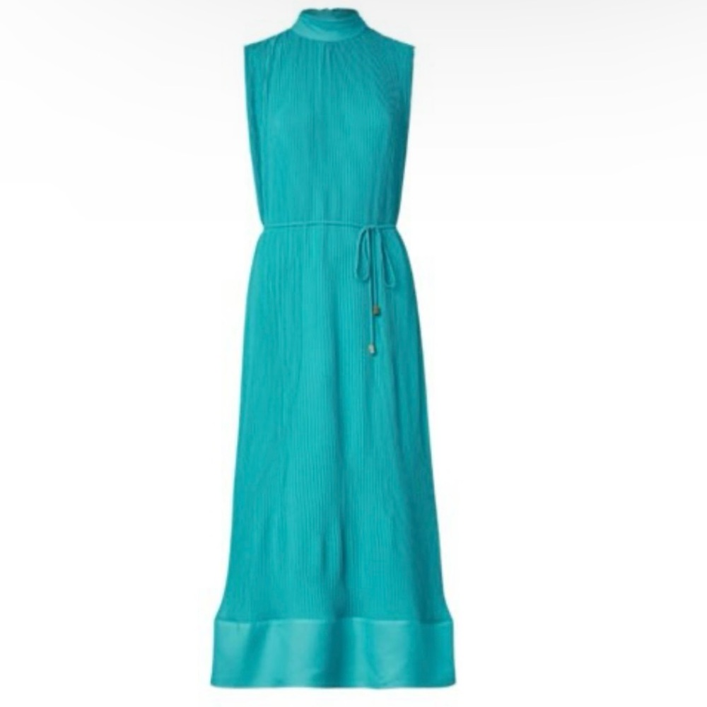 Milly Melina Pleated Dress in Teal Blue